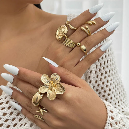 Bohemian Vintage Gold Color Open Joint Ring For Women.