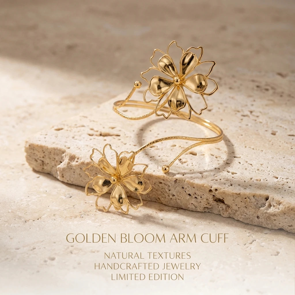 Bohemian Hollow Metal Flower Upper Arm Bracelet for Women.