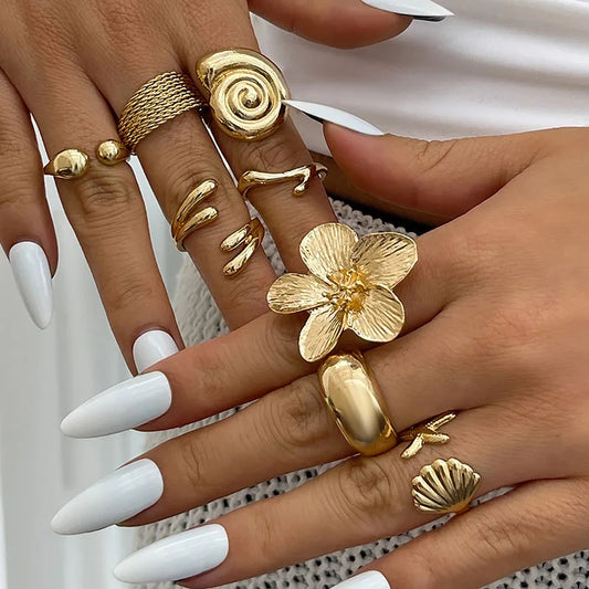 Bohemian Vintage Gold Color Open Joint Ring For Women.