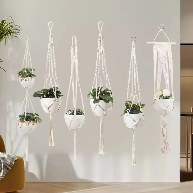 Hanging Plant Handmade Macrame Plant Hanger Flower Pot Planter Hanger Wall Decor Courtyard Garden Hanging Planter Hanging Basket.