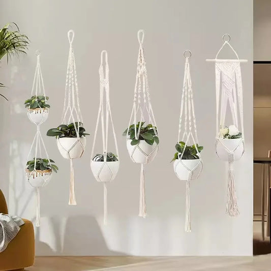 Hanging Plant Handmade Macrame Plant Hanger Flower Pot Planter Hanger Wall Decor Courtyard Garden Hanging Planter Hanging Basket.