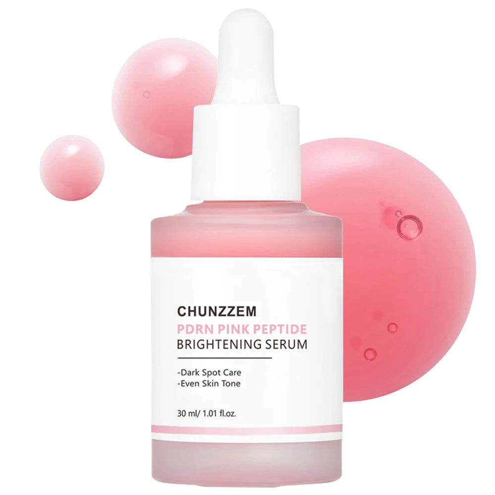 30ml CHUNZZEM PDRN Pink Peptide Brightening Moisturizing Serum Dark Spot Care Even Skin Tone Increase Elasticity Natural Extract.