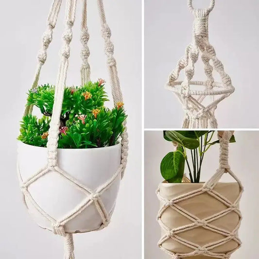 Hanging Plant Handmade Macrame Plant Hanger Flower Pot Planter Hanger Wall Decor Courtyard Garden Hanging Planter Hanging Basket.