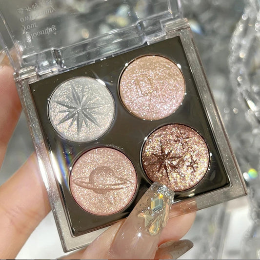 Glitter High Gloss Eyeshadow Palette Sparkling Pink Brown Diamond Highlighter Shimmer Eye Pigments for Festival & Daily Makeup.