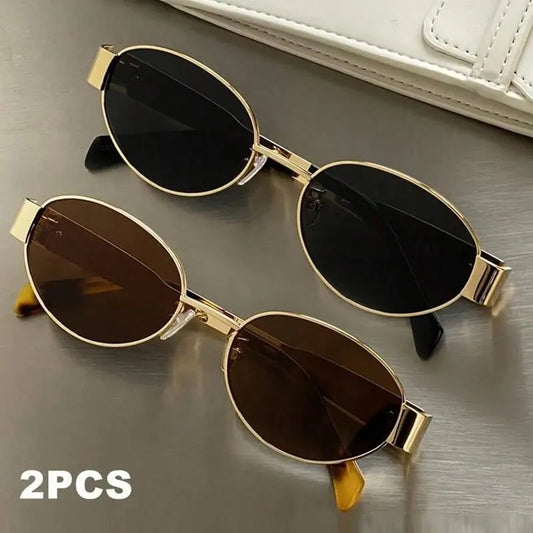 1/2PCS Retro Oval Metal Sunglasses for Daily Wear