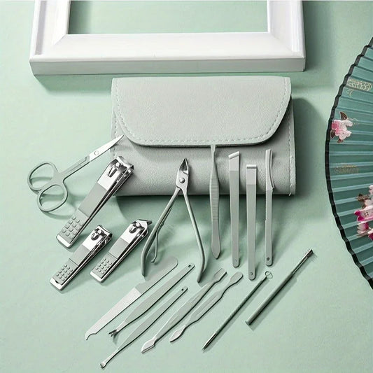 16pcs Professional Nail Clippers and Cuticle Nippers Set with Travel Case Manicure Set Pedicure Sets Nail Clippers.