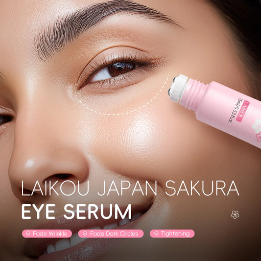 LAIKOU Sakura Anti- Wrinkle Eye Cream With Roller Ball Quick Drying Hydrating Hyaluronic Acid Refreshing Eye Serum 15ml.