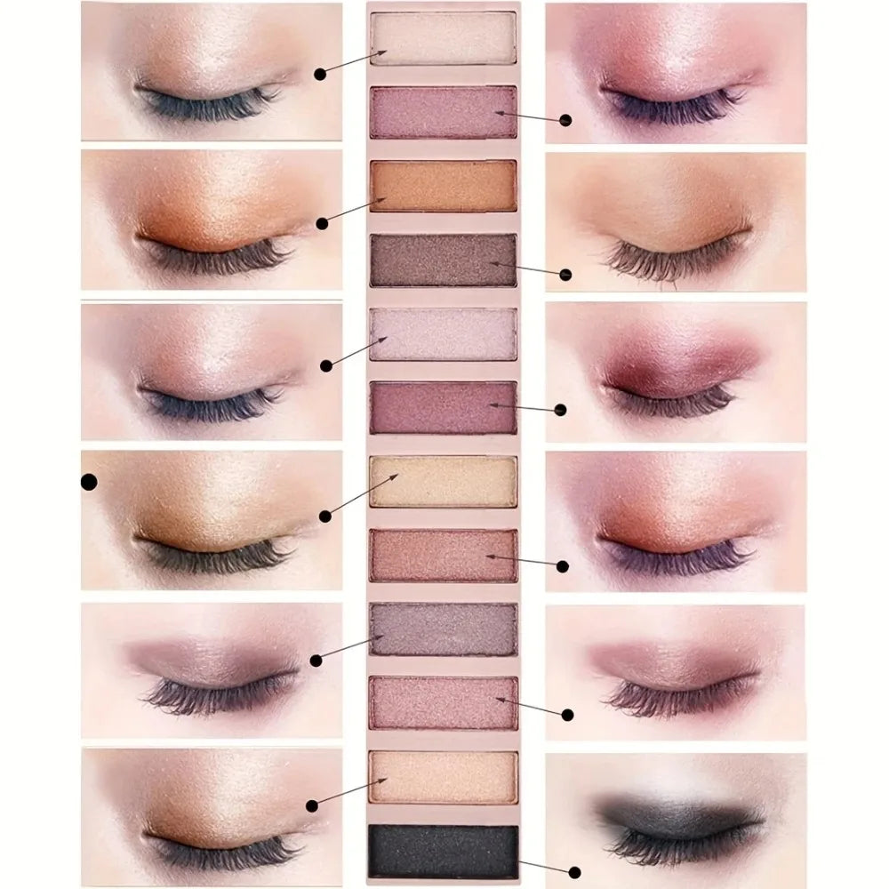 Matte Pearlescent Eyeshadow Palette, 12-colors Long-lasting, Non-smudged Earth Color Makeup Eyeshadow, Pearlescent Eyeshadow New.
