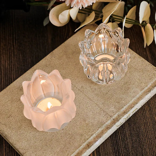 Tulip-shaped Candle Cup, Glass，Romantic Candlelight Dinner Props，Aromatherapy Candle Holder,Festive Atmosphere Decoration,1Pcc.