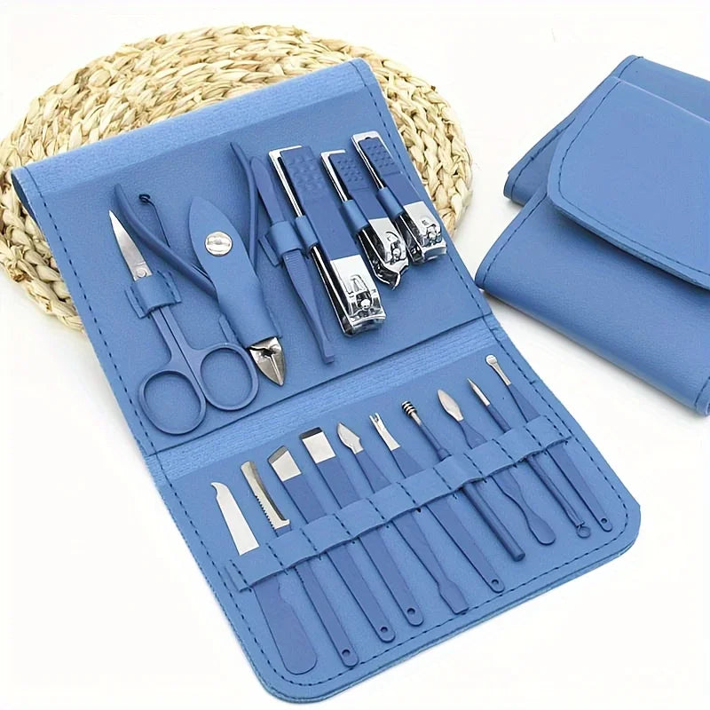 16pcs Professional Nail Clippers and Cuticle Nippers Set with Travel Case Manicure Set Pedicure Sets Nail Clippers.