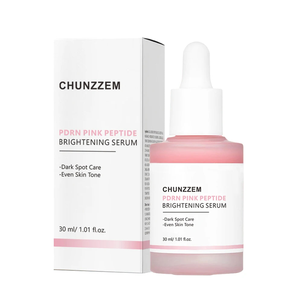 30ml CHUNZZEM PDRN Pink Peptide Brightening Moisturizing Serum Dark Spot Care Even Skin Tone Increase Elasticity Natural Extract.