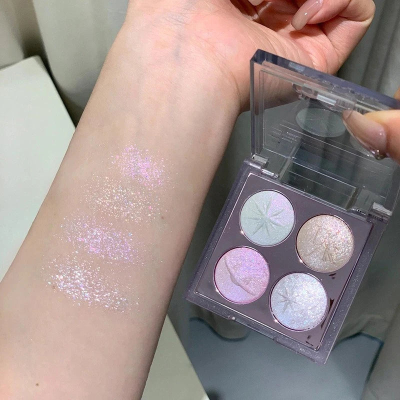 Glitter High Gloss Eyeshadow Palette Sparkling Pink Brown Diamond Highlighter Shimmer Eye Pigments for Festival & Daily Makeup.