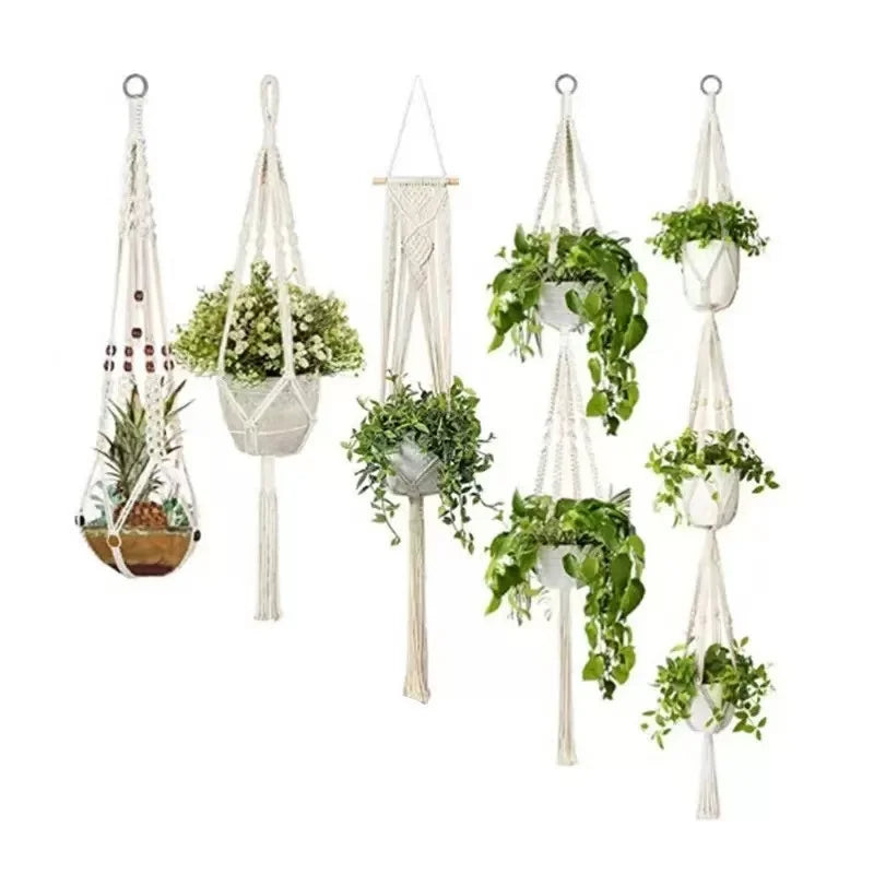 Hanging Plant Handmade Macrame Plant Hanger Flower Pot Planter Hanger Wall Decor Courtyard Garden Hanging Planter Hanging Basket.
