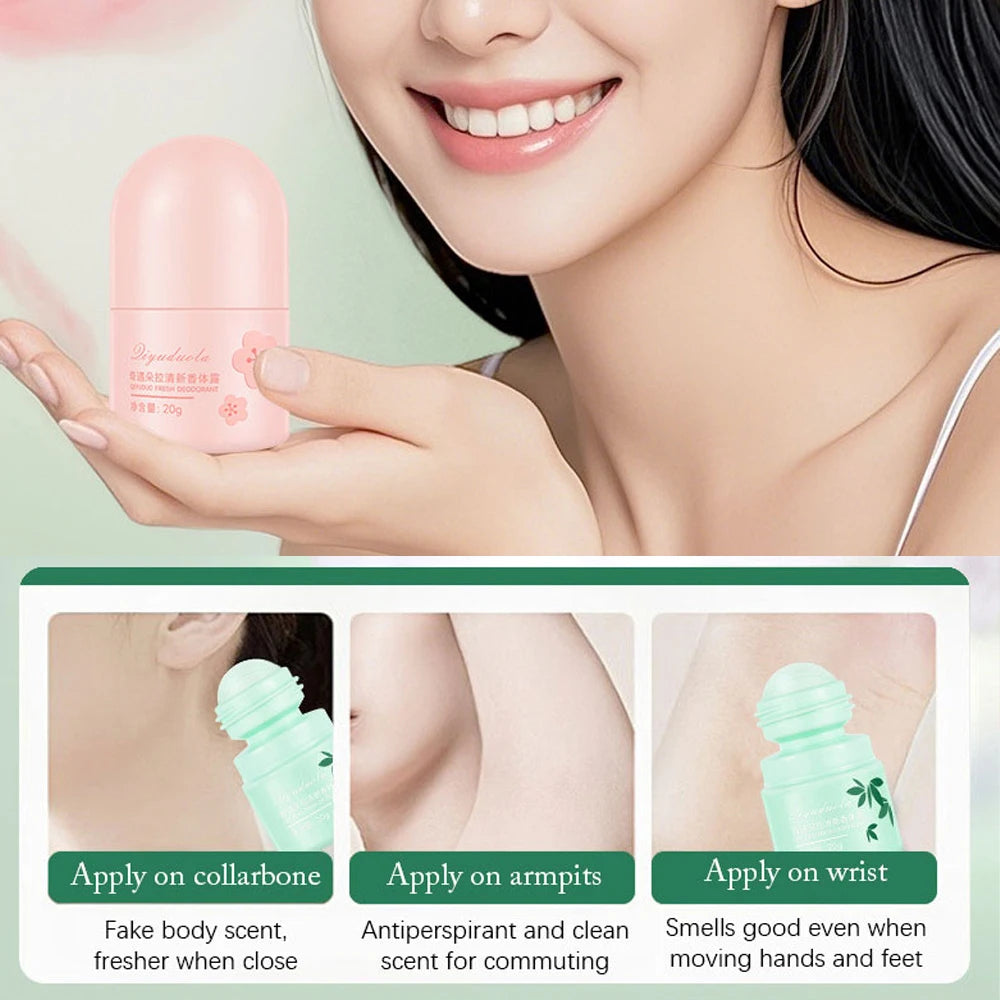 Sakura Scent Roll On Deodorant 20ml Long Lasting Natural Fragrance Perfume Fresh Aroma For Women Men Summer Odor Removal Roll-on