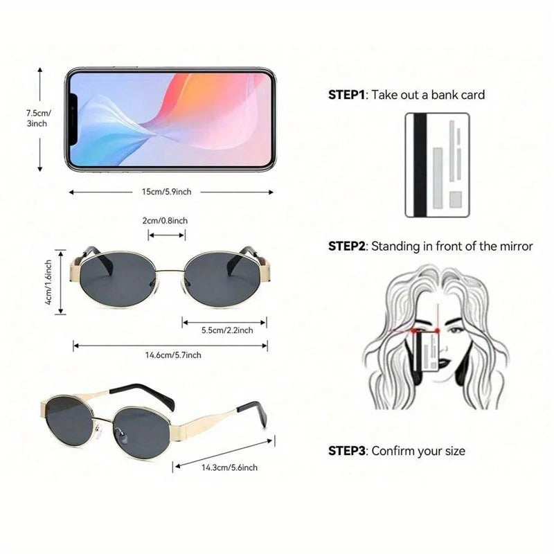 1/2PCS Retro Oval Metal Sunglasses for Daily Wear