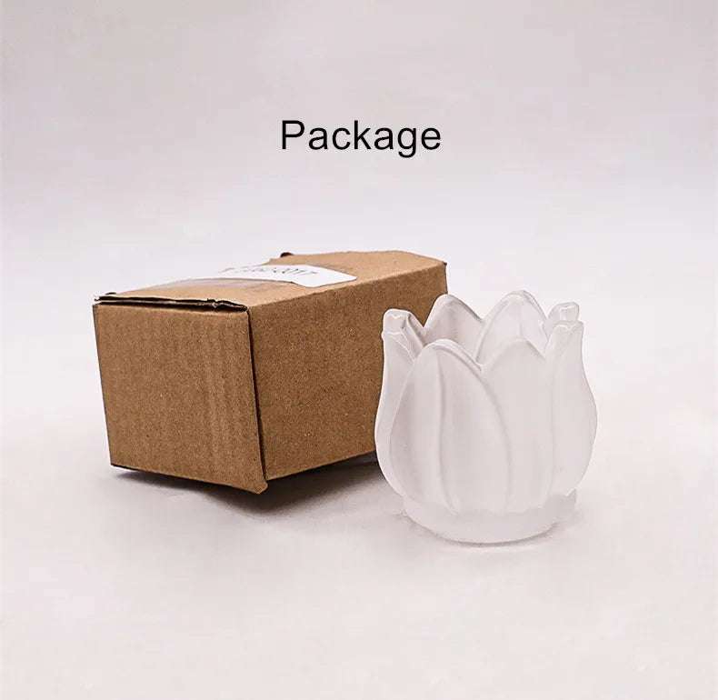 Tulip-shaped Candle Cup, Glass，Romantic Candlelight Dinner Props，Aromatherapy Candle Holder,Festive Atmosphere Decoration,1Pcc.