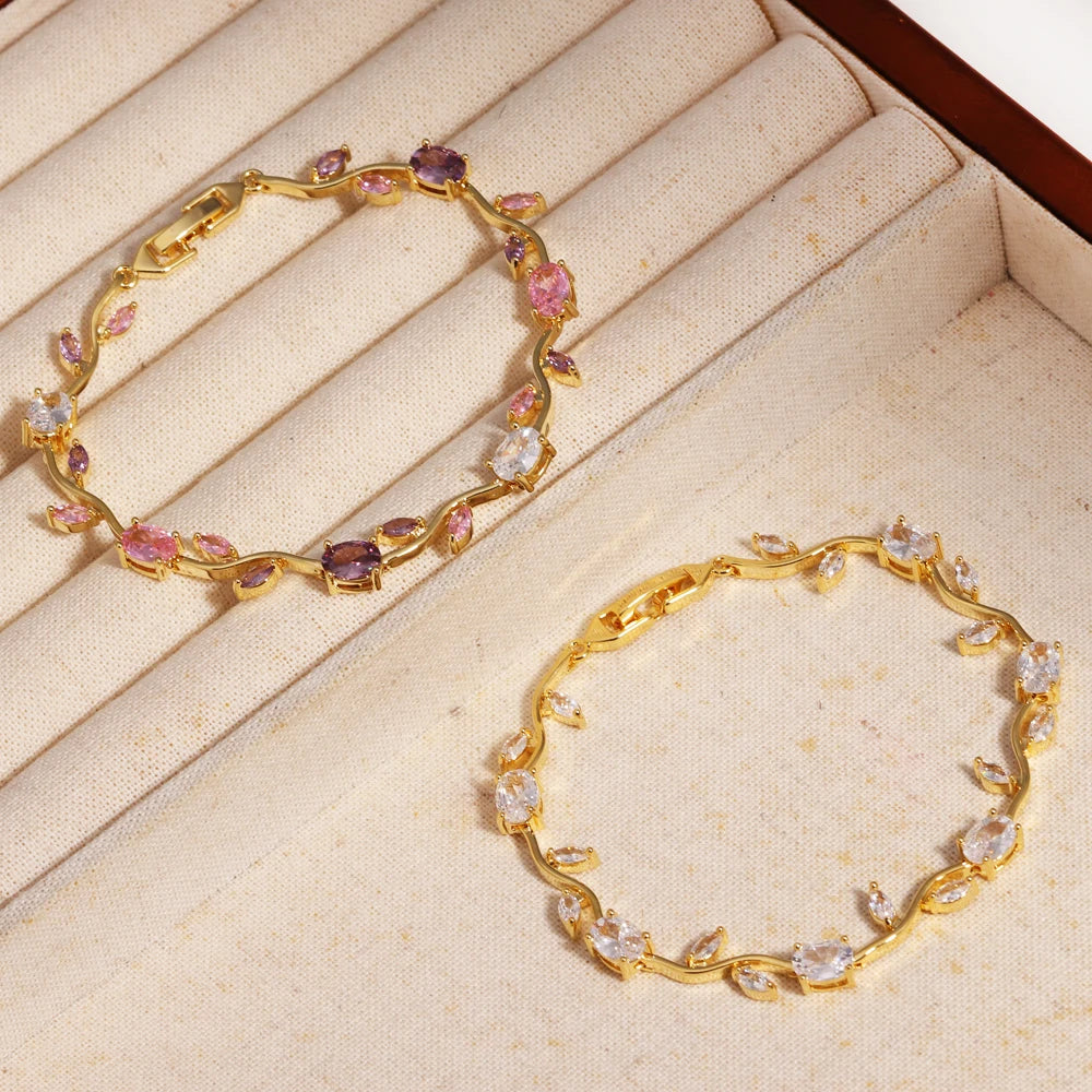 Women Jewelry baby pink tulip flower Bracelet.